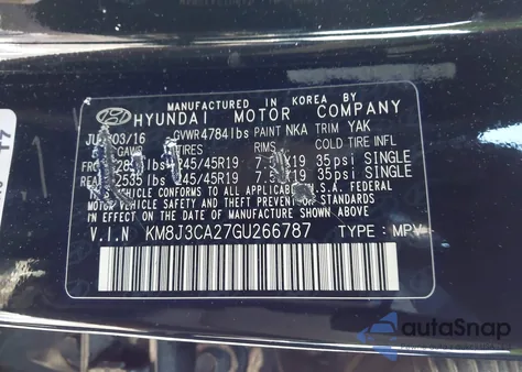 2016 Hyundai Tucson Limited from USA, damaged, VIN KM8J3CA27GU266787